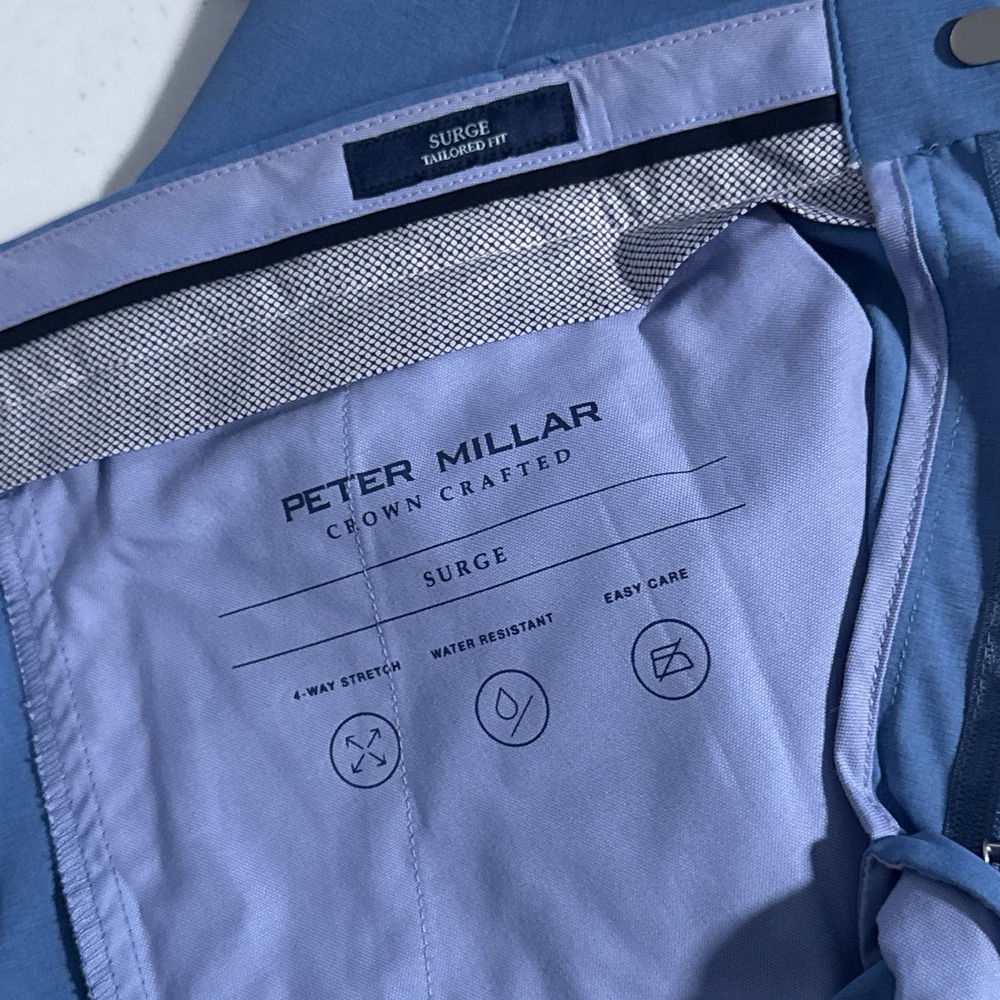 Peter Millar Crown Crafted Men's Size 36x32 Brook Blue Surge Performance Pants - Picture 4 of 11